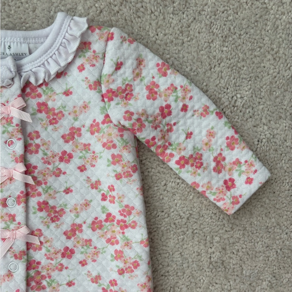 Laura Ashley Pink Floral Footie - Picture 3 of 12